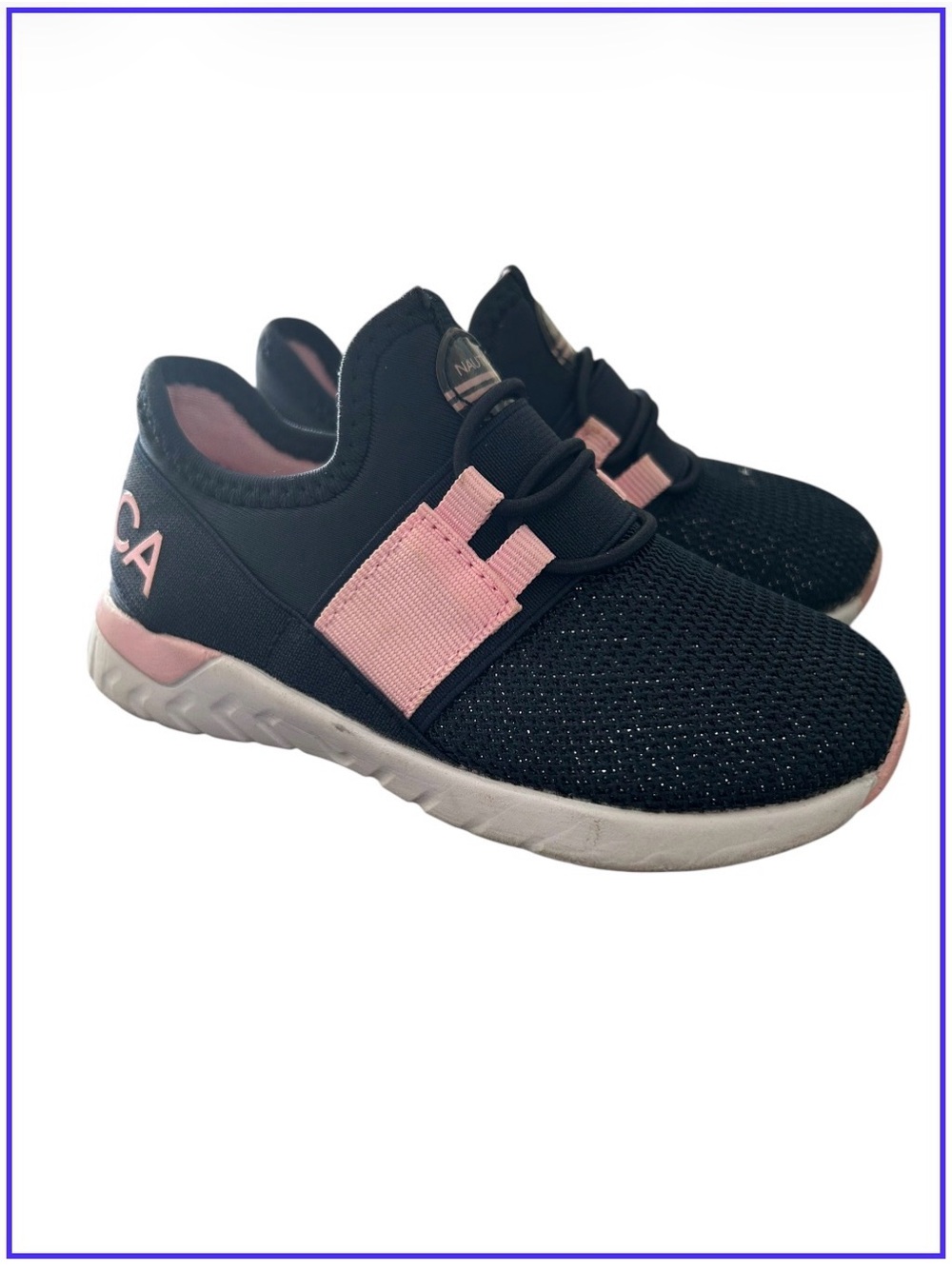 Nautica Black and Pink Slip-On Kids Sneakers